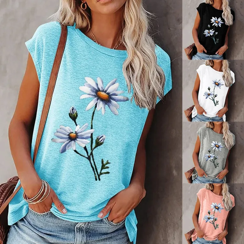 

Summer Women Print Clothes Short Sleeve Female Tops Tee Tshirt Fashion Round Neck Ladies T-Shirt Casual Loose T-Shirt Pullover