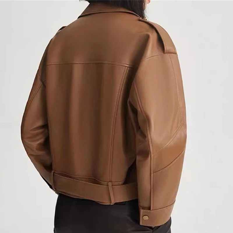 Women Sprint Autumn Leather Jacket Detachable Lady Luxury Coat Motorcycle Sheepskin Leather Jackets NZ5394A