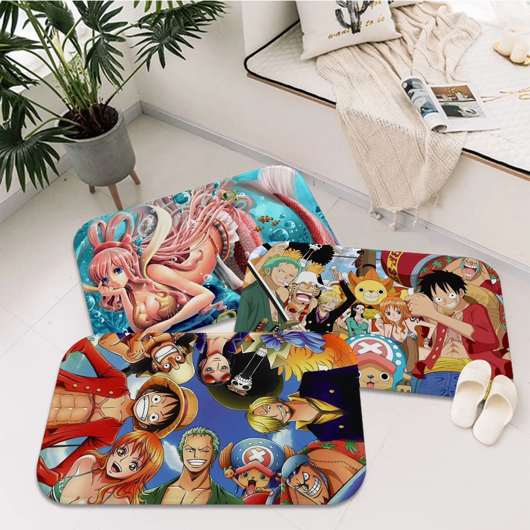 

BANDAI One Piece Floor Carpet Nordic Style Bedroom Living Room Doormat Home Balcony Anti-Slip Bedside Mats