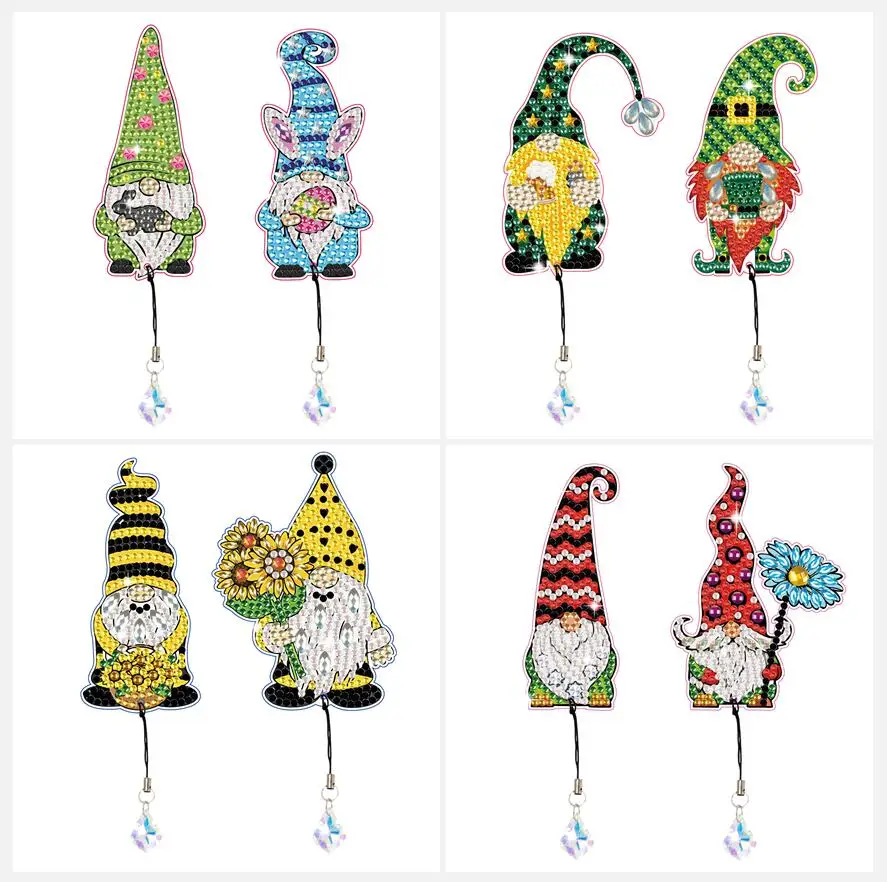 2Pcs DIY 5D Diamond Painting Bookmarks Easter Book Mark Cartoon Gnome Rhinestone Embroidery Mosaic Cross Stitch Kit Art Crafts - купить по
