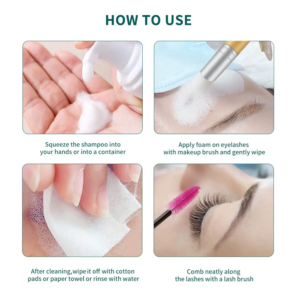 Пена для чистки ресниц ISunley 60 мл кисть шампунь наращивания чистящий мягкий макияж