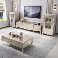 american light luxury tea table tv cabinet combination living room luxury european solid wood tea table packaged locker furnitur
