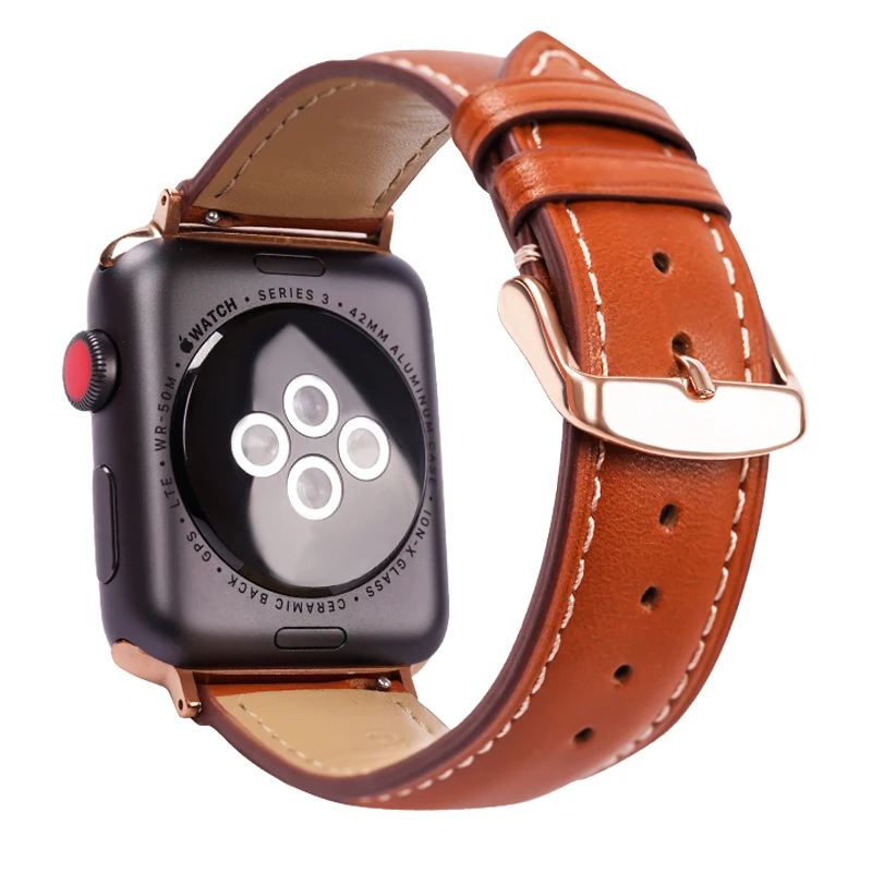 Professional High Quality  Genuine Leather 42mm 38mm 44mm 40mm Watch Band Suitable for Apple Watch Series 2 3 4 5 iWatch Strap