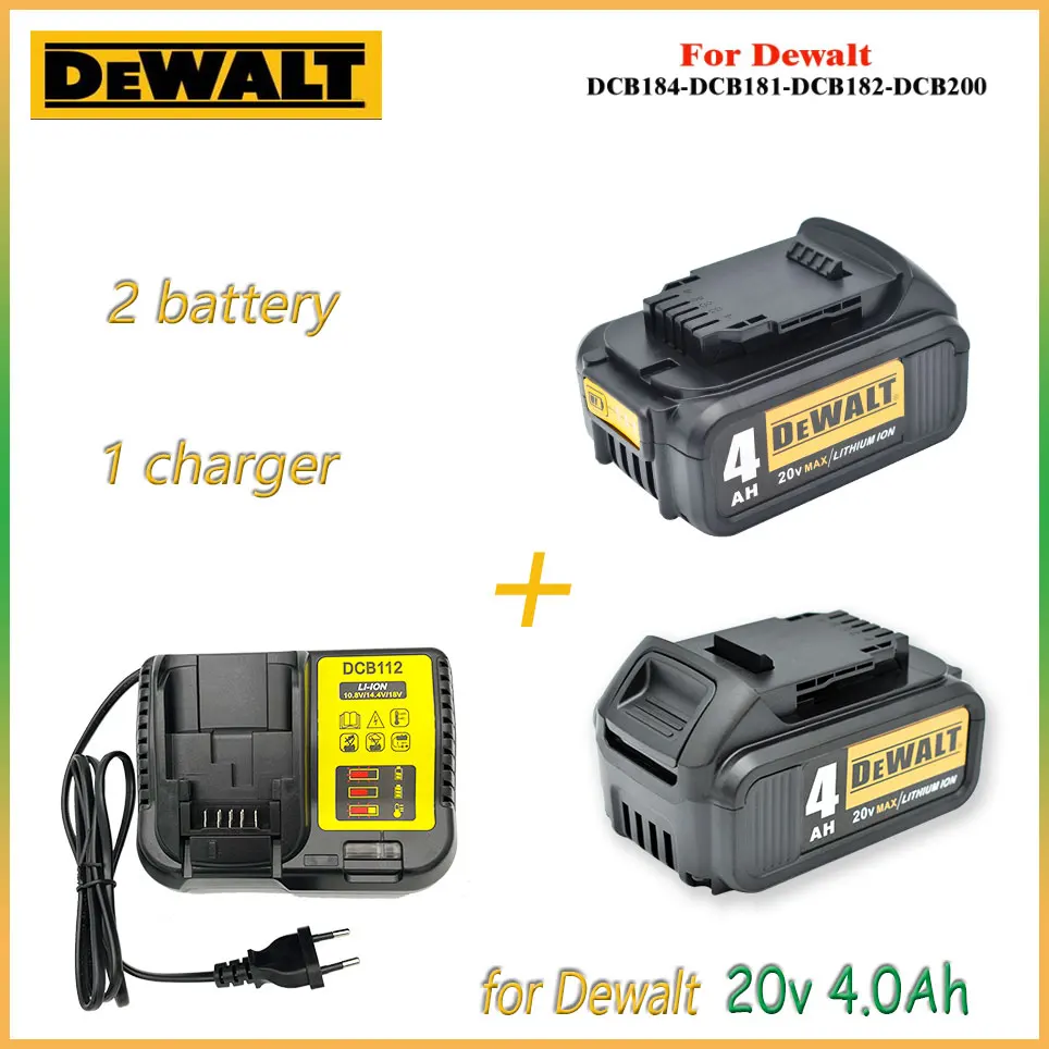 

20V 4.0Ah DeWalt 100% Original Rechargeable Power Tools Battery with LED Li-ion Replacement DCB205 DCB204-2 20V DCB206+charger