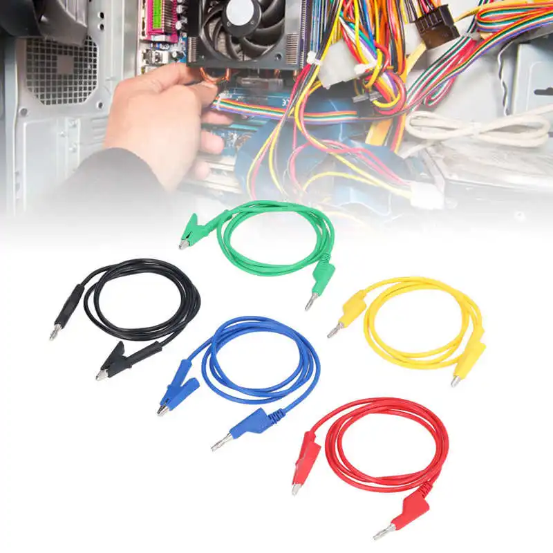 

Набор испытательных проводов для мультиметра, 5 шт., вилка типа «банан» на зажим типа «крокодил», Электрический испытательный провод JT70054 ‑ 1