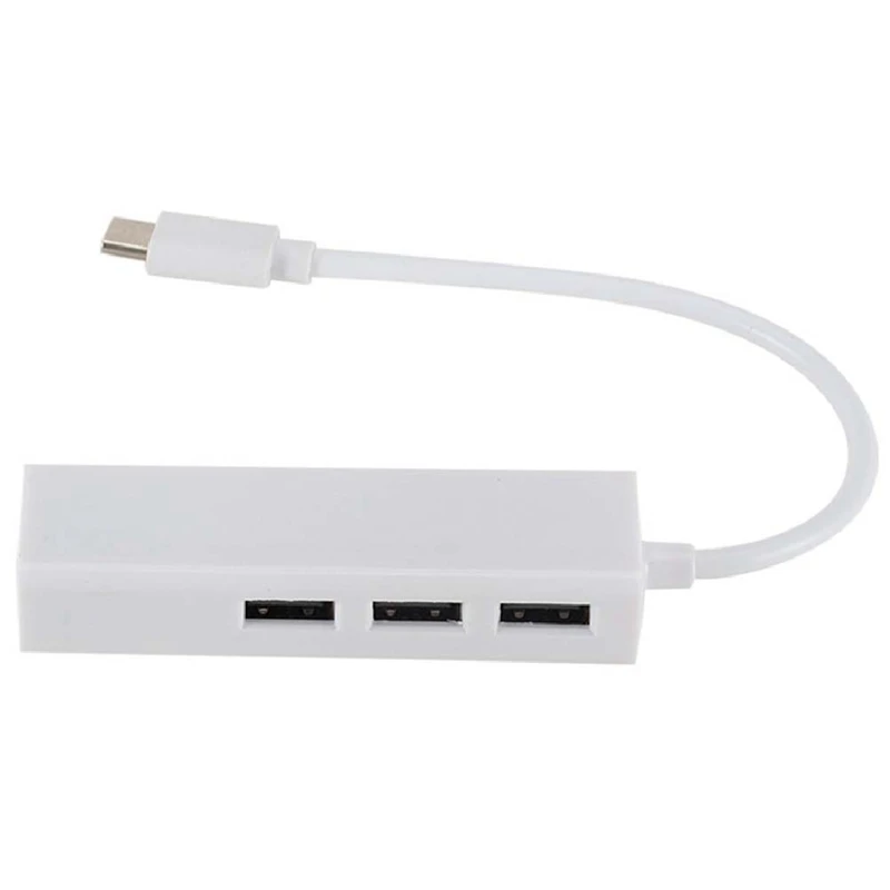 TYPEC To USB2.0 100Gbe Network Card Hub Lan Rj45 Ethernet Adapter 3 Port USB 2.0 Replacement Spare Parts Accessories