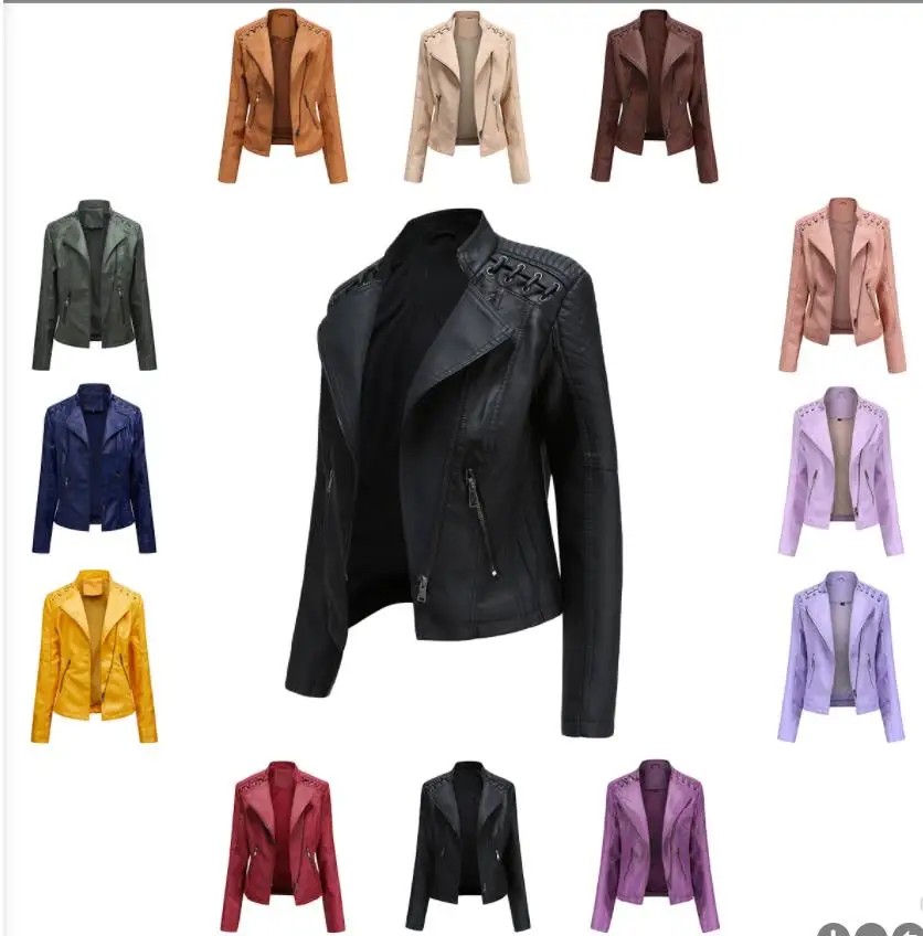 

traf 2023 New spring/autumn jackets for women Windproof leather jacket slim short coat tops women's motorcycle suit size 4XL