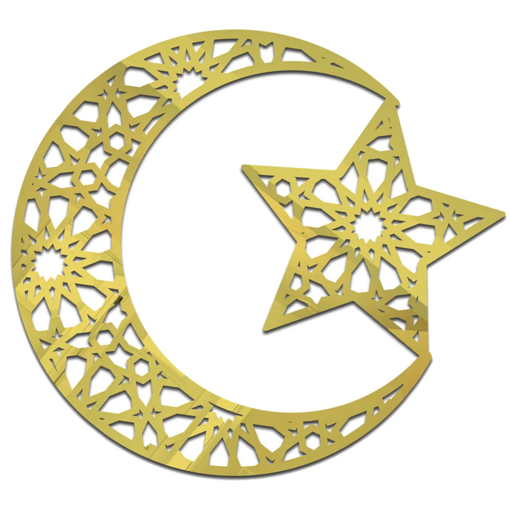 

Wall Sticker Decal Moon Star Mirror Mubarak Eid Ramadan Stickersacrylic Wallpaper Decoration Nursery Islamic Mural Window Sign