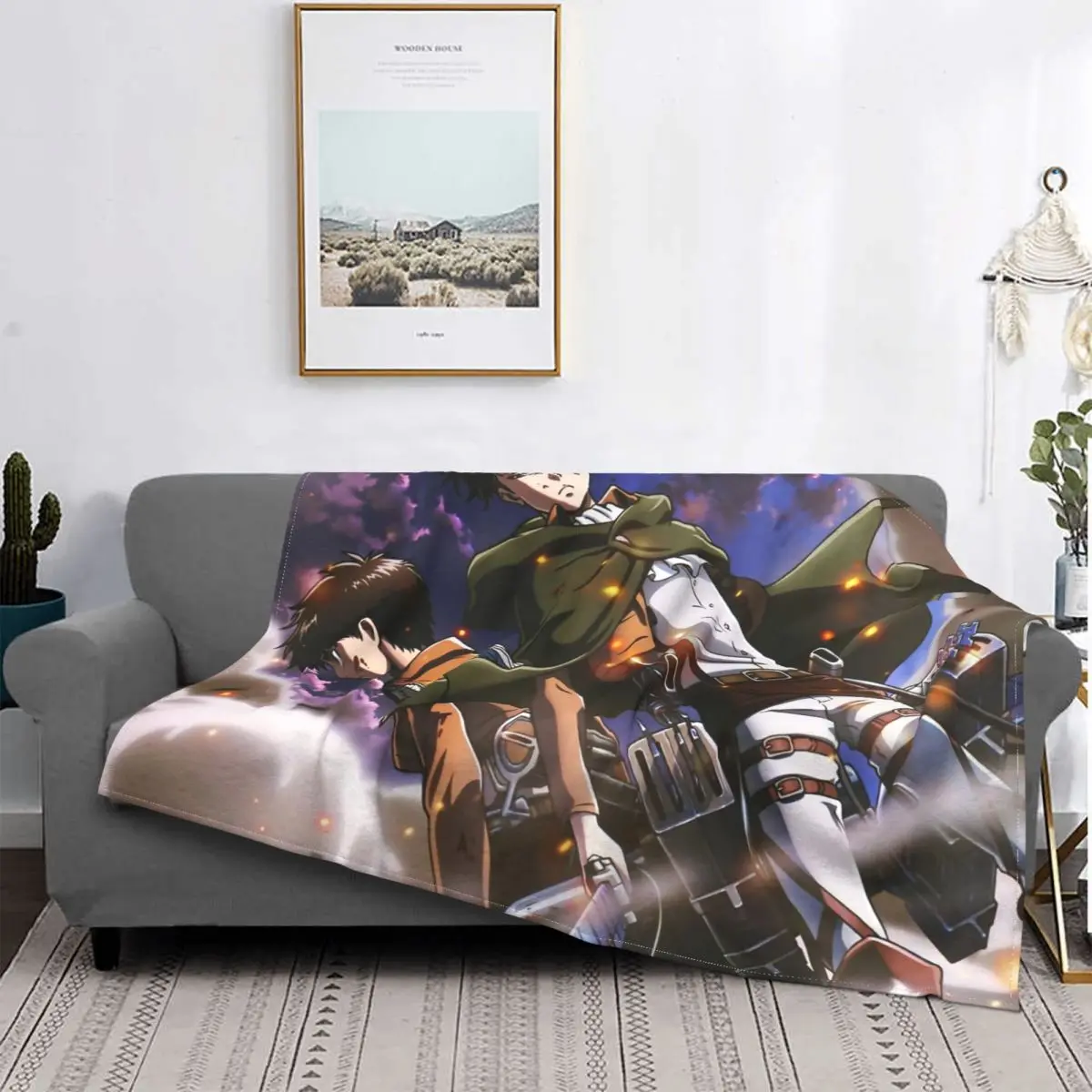 

Ultra-Soft Fleece Attack On Titan Throw Blanket Warm Flannel Anime Shingeki No Kyojin Blankets for Bedroom Home Couch