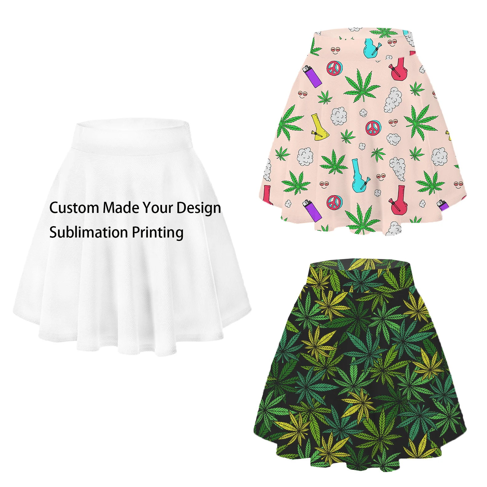 

Custom Made Sublimation Print Women Milk Silk Flare Skirt