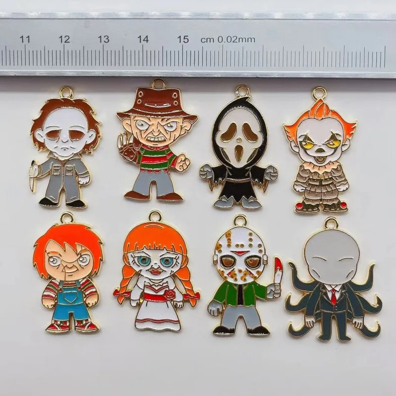 

8pcs Enamel Halloween Alloy Charms Ghost Characters Enamel Charms Pendant For Jewelry Making DIY Bracelet Findings