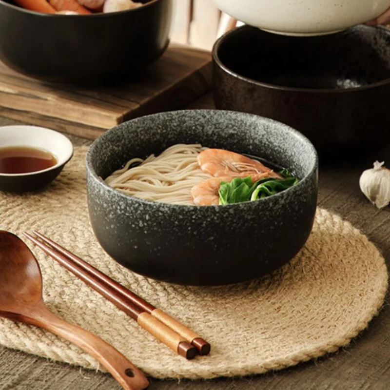 Japanese Bowl Instant Noodles Tableware Dining Room Salad Ceramic Bring Wooden Spoon Chopstick |