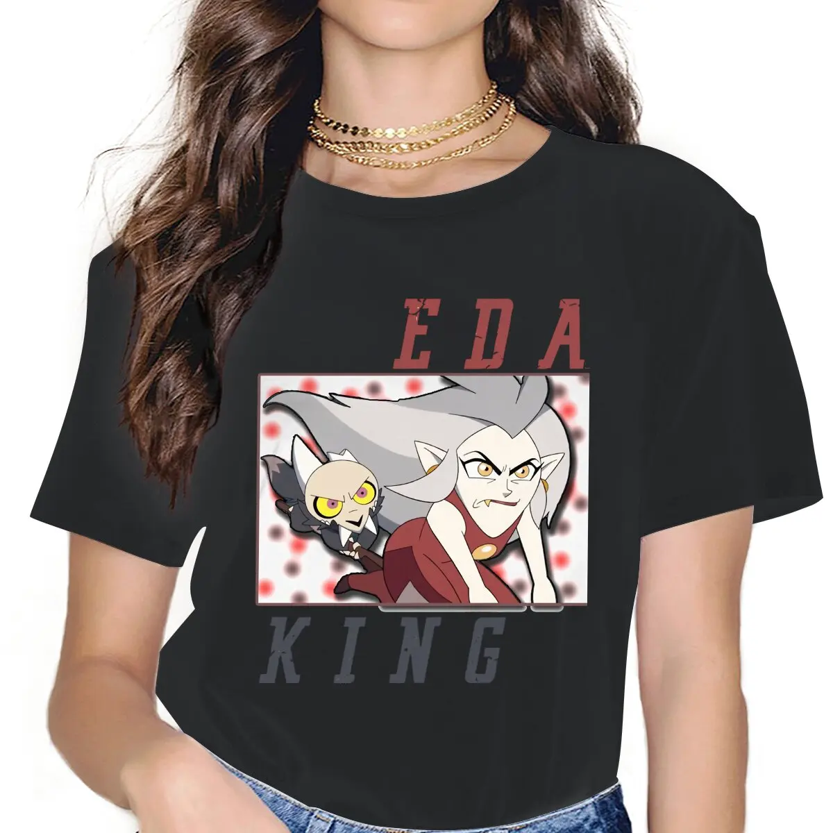 

Women's Eda and King Classic T Shirts The Owl House Animated Pure Cotton Clothing Leisure Short Sleeve Crewneck Tee Shirt