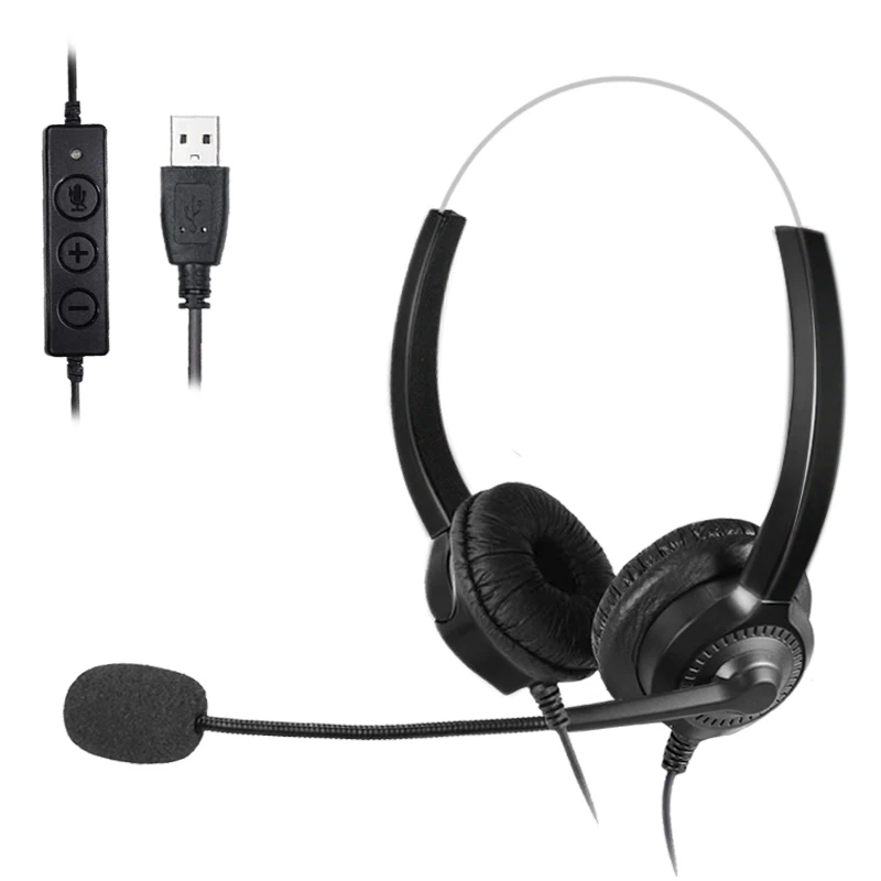

KINGSTAR USB Wired Office Headset Call Noise Cancelling Headphones with Micrphone Service Center Online Conference Earphones