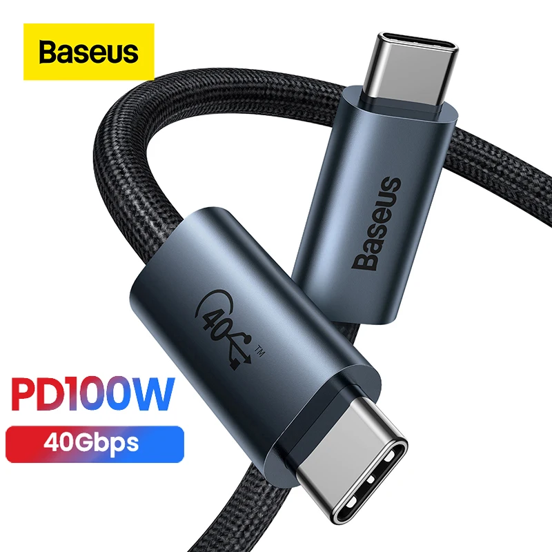 

2022 New Baseus USB C Cable 100W USB 3.0 4.0 40Gbps 8K@60Hz Fast Charging PD Cable for MacBook Pro iPad Pro USB Type C Charger