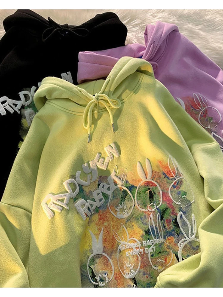 

Худи в стиле хип-хоп в стиле Харадзюку, коллекция 2022 года, Повседневная Толстовка ранней осени, Женская худи в стиле граффити, яркая куртка в ...