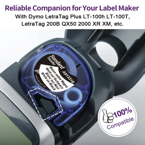 Лента для принтера Labelife черная на белом 12 мм * 4 м