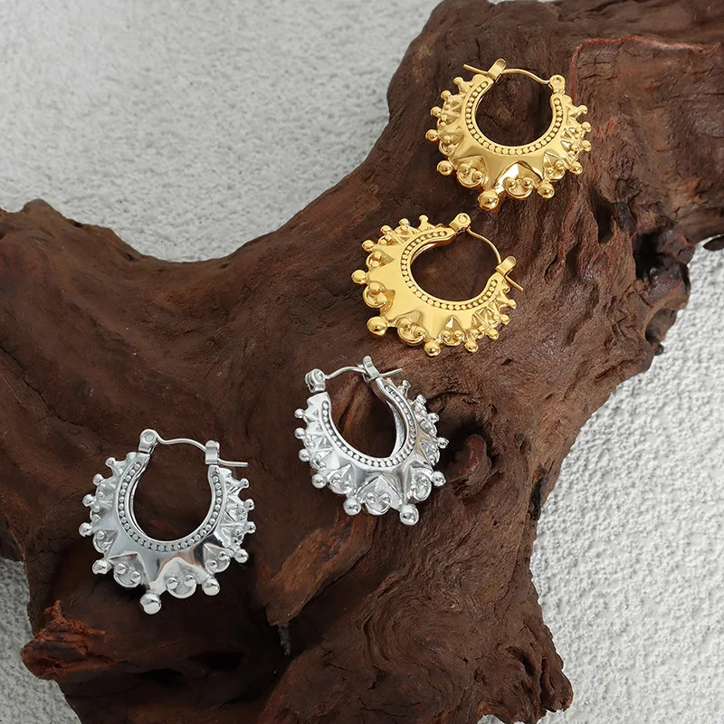 Изысканные викторианские серьги carliдана из нержавеющей стали, креольские кольца с шипами, в винтажном стиле, цыганский подарок, большие дизайнерские кольца, женский подарок