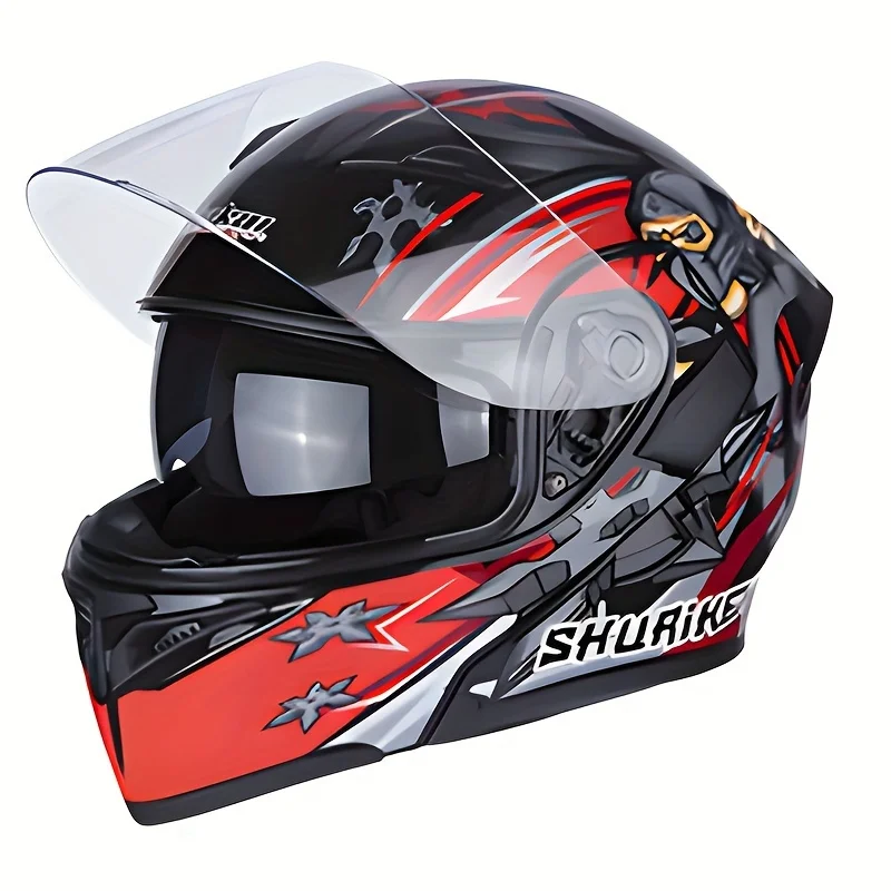 Красный мотоциклетный шлем Raptor - полный охват для мужчин и женщин зимняя защитная