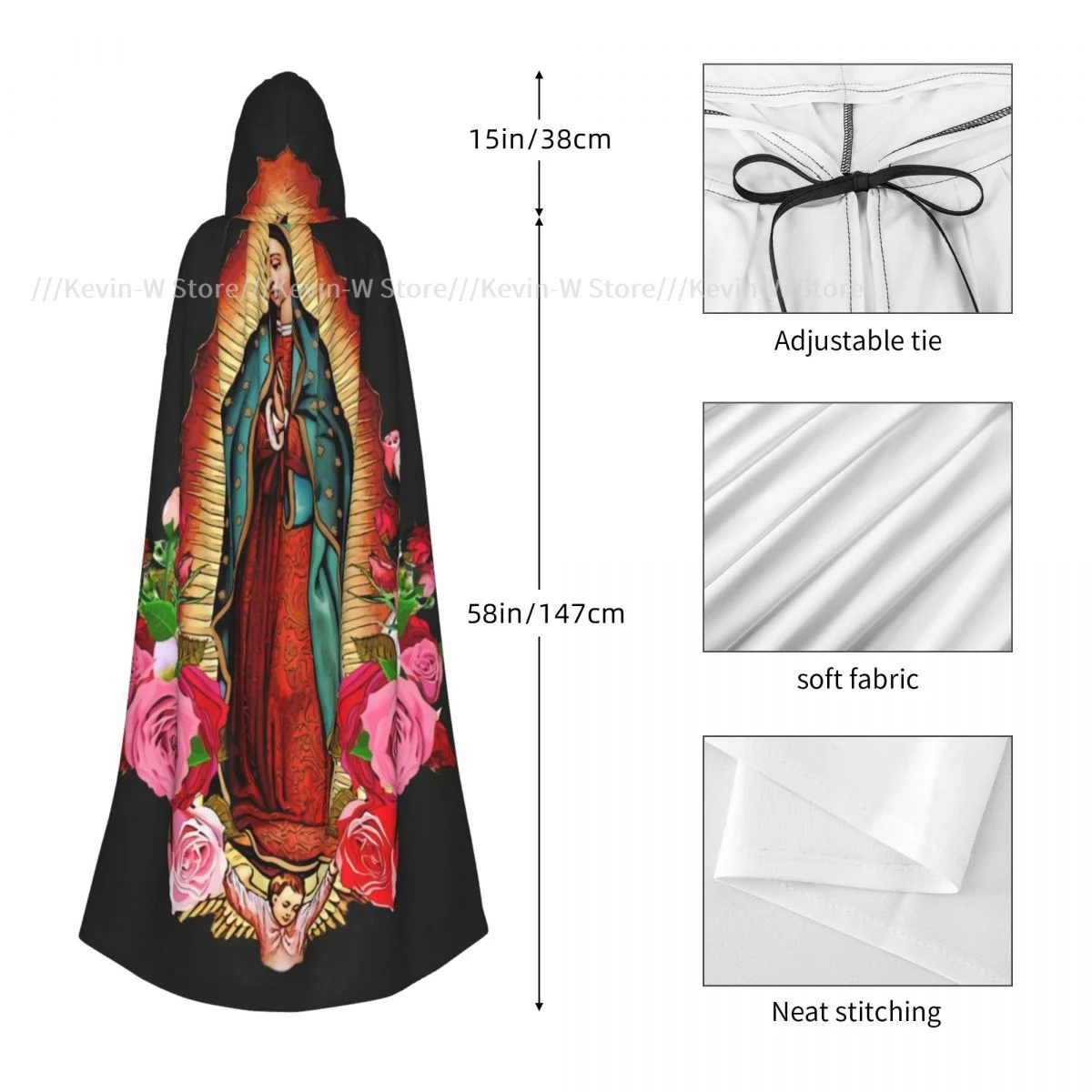 Плащ для взрослых накидка с капюшоном богородица Дева Мария принт средневековый
