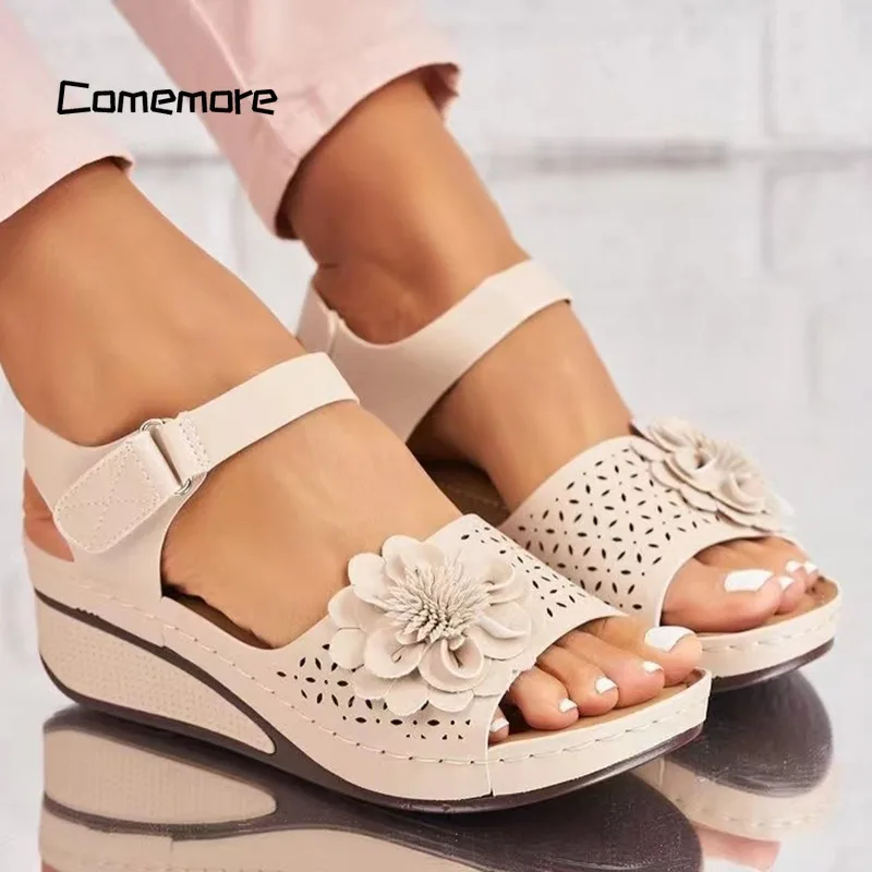 

Сандалии Comemore женские легкие, дышащие туфли на танкетке, без застежки, Классическая модель, летняя обувь