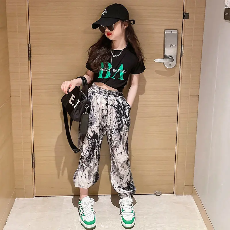 

Футболка и штаны для девочек 2-12 лет, с буквенным принтом