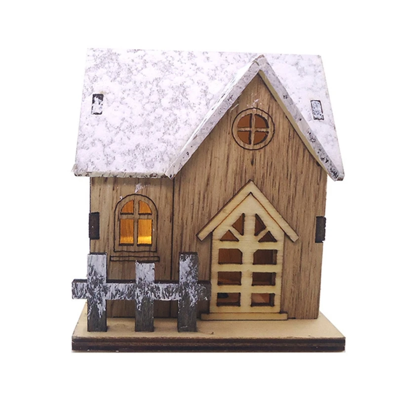 

Mini Wooden Snow House Model Miniatures Dollhouse Toys with Light Children Gift Home Furnishing Articles