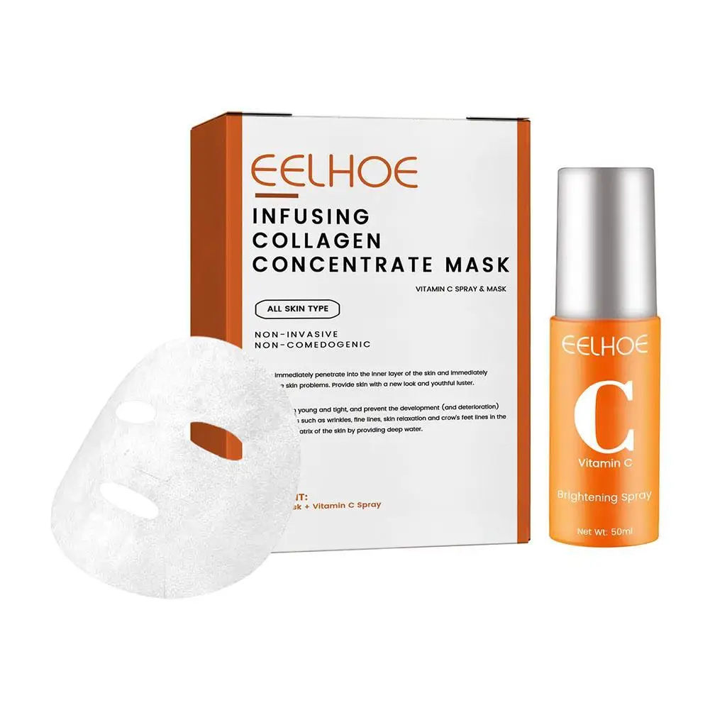 

5pcs Mask+1*50ml VC Spray Collagen Facial Skin Care Suit Highprime Soluble Anti-aging Mask Skin Care For Women