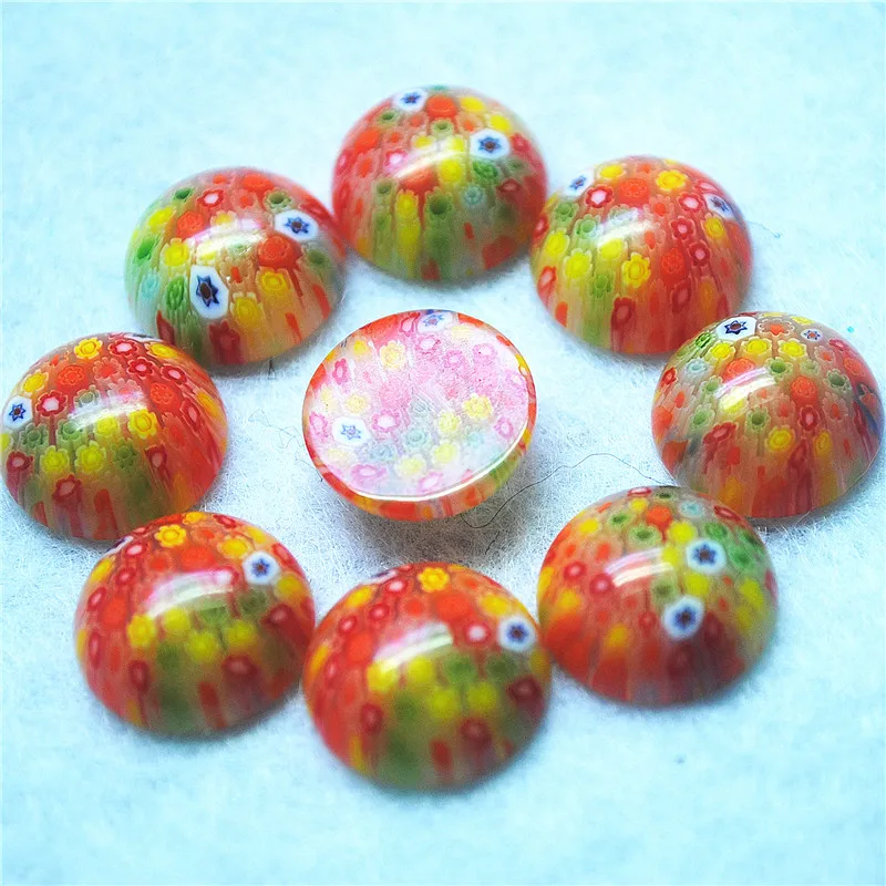 

6PCS New Millefiori Glass Cabochons Round Shape 15MM No Hole DIY Jewelry Making Findings Hot Crystal Items Free Shippings