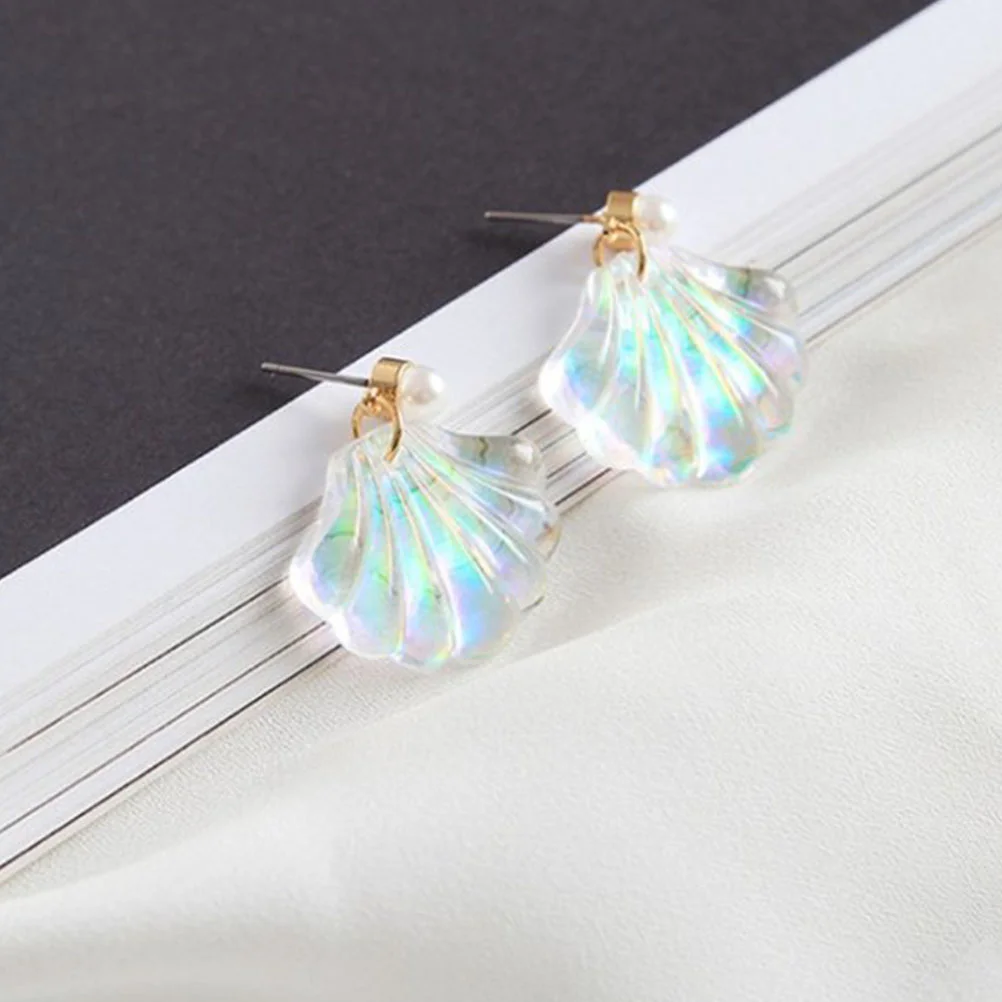 Красочные серьги-гвоздики в виде ракушек украшения креативные свежие женские из