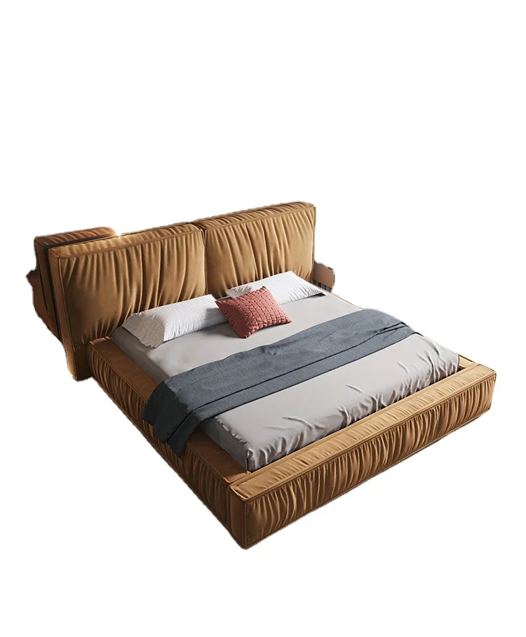 

Modern popular simply queen size fabric beds modern double bed frame