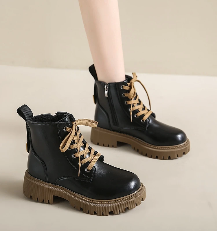 Ботинки женские на молнии с круглым носком осенне-зимние 2023