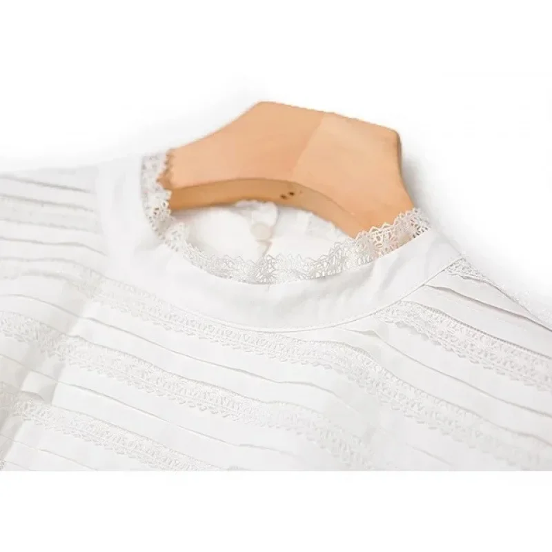 2024 ранняя весна тяжелая хлопковая рубашка из поплина женская с цветочным краем и