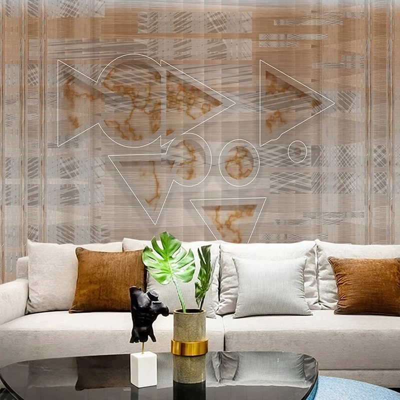 

Пользовательские Современные европейские абстрактные Геометрические линии искусство роспись Гостиная спальня диван домашний Декор 3D обои Papel Tapiz