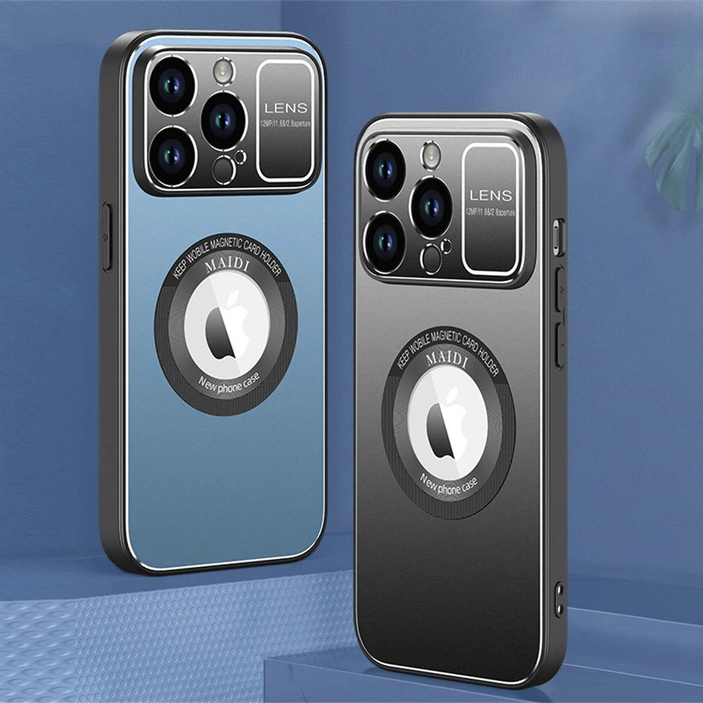

Роскошная металлическая задняя крышка для телефона Magsafe для iPhone 11 12 13 14 Pro Max, отверстие для логотипа, алюминиевая Защита камеры, жесткая задн...