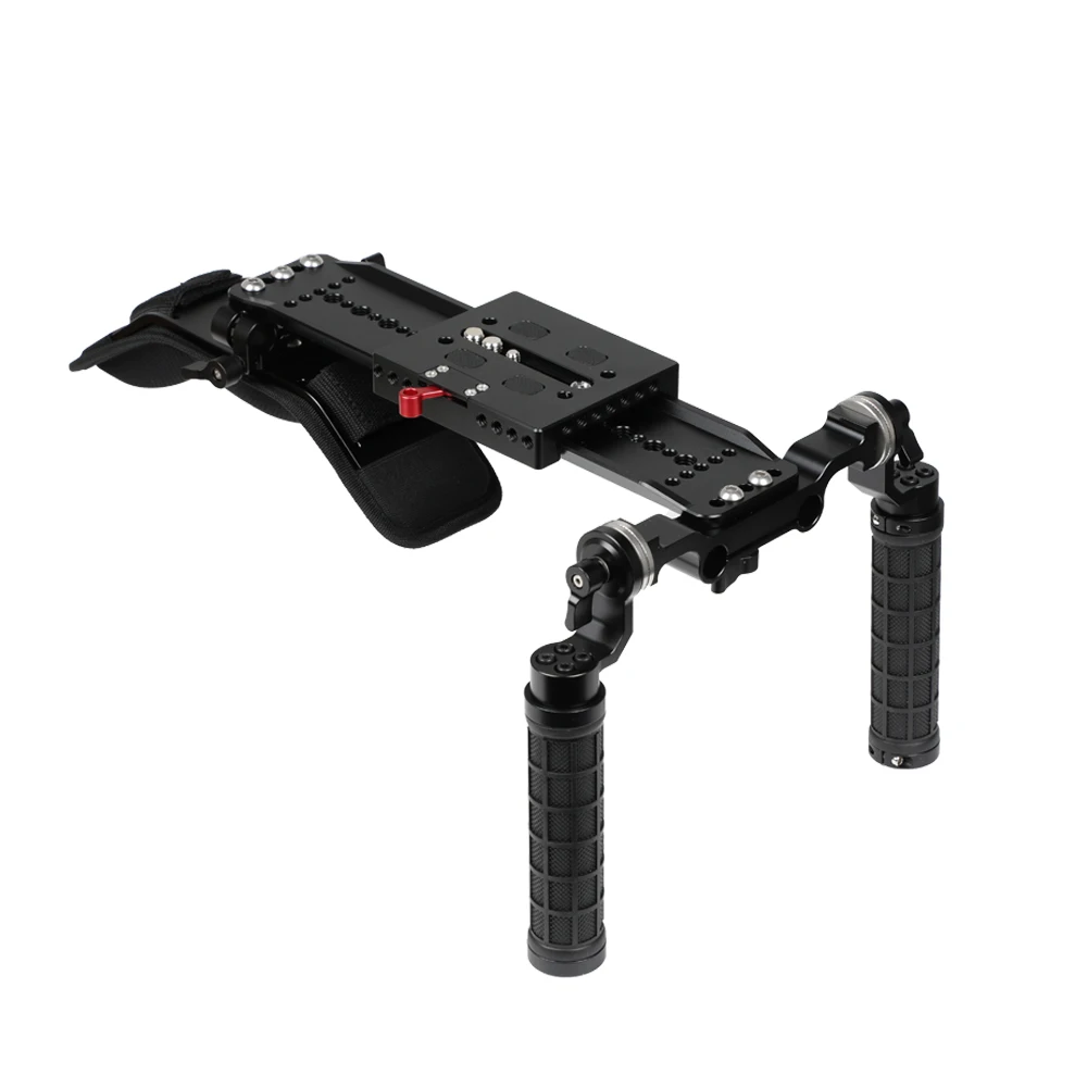 

CAMVATE Camera Shoulder Mount Rig With ARRI 12" Dovetail Bridge Plate & Rosette Handgrips For DSLR Camera/DV Camcorder/Video Rig