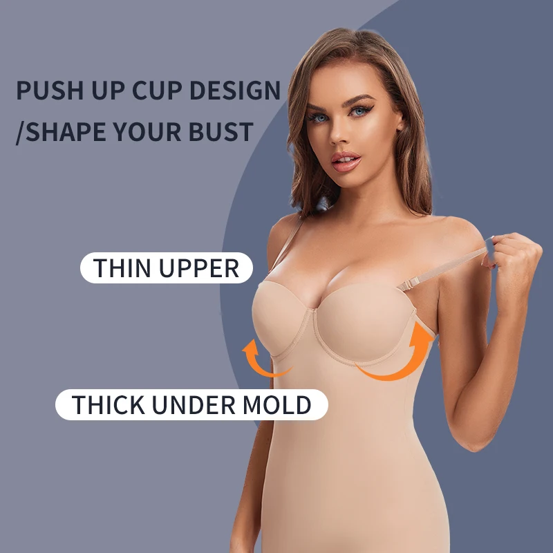 WECHERY Stretch Shaper Dress Women Body Shapewear Party Control Slips Underwear Sexy Strappy Underdress Nude Black