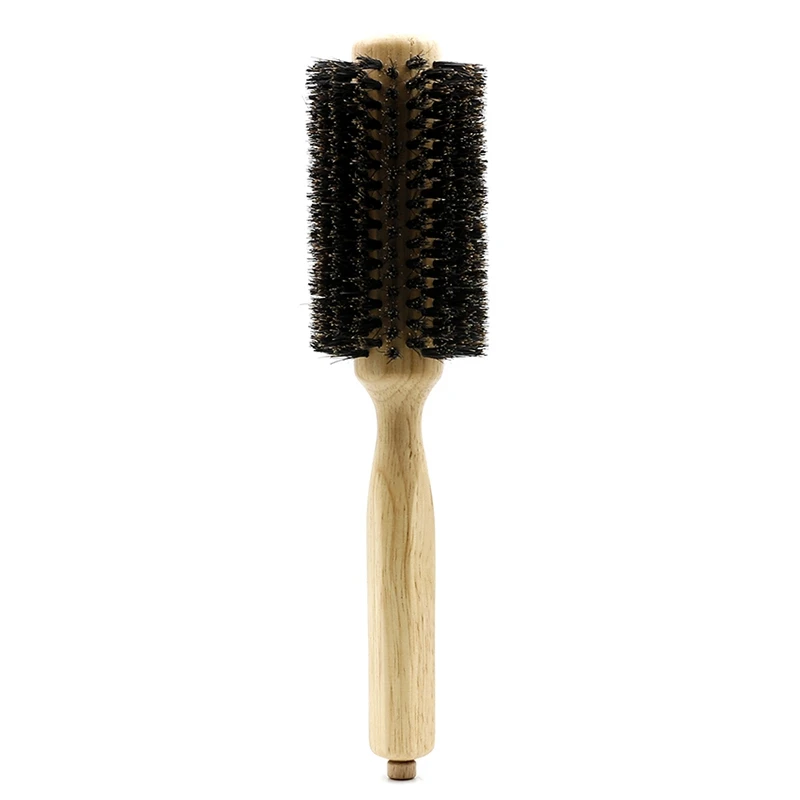 

Barber Wood Handle Boar Bristles Round Brush Removable Tail Professional Hairdressing Hair Brush Hair Round Comb 4