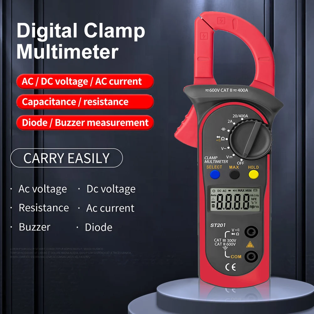 

Digital Clamp Meter DC/AC Current 4000Counts Multimeter Ammeter Voltage Tester Resistance Capacitance Ohm Tester Electrical Tool