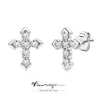 vinregem 925 sterling silver white gold cross moissanite 100 pass test diamond stud earrings jewelry for women gift wholesale