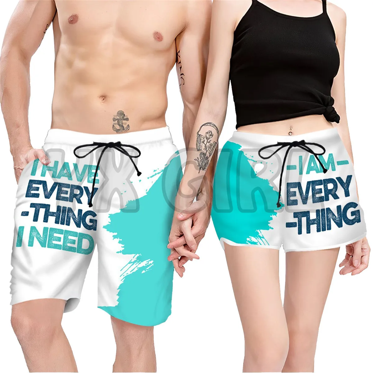 I Have Everything 3D All Over Printed Couple Matching Men's Women's Shorts Quick Drying Beach Shorts Summer Beach Swim Trunks