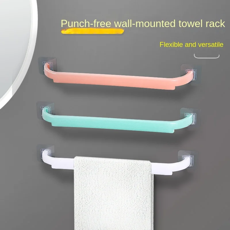 

Mount Wall Bathroom Bath Towel Racks Towel Holder Bar Single-rod Storage Towel Rack Over Kitchen Cabinet Door Hanger Holder 1PCS