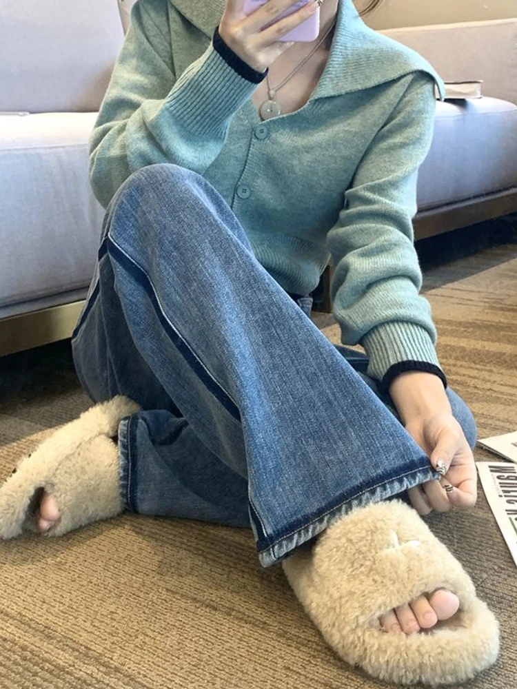 Джинсы женские асимметричный дизайн с панелями индивидуальные осенние