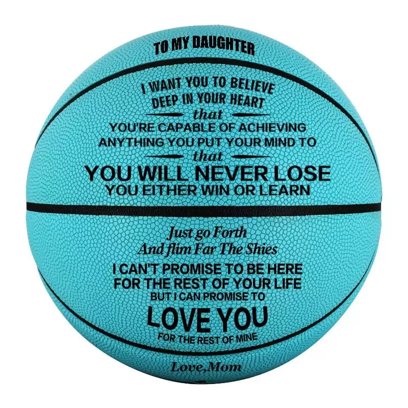 To My Son Daughter From Dad Mom Engraved Basketball Gifts for Son with To My Son Words Basketabll Standard Size 7 PU Leather