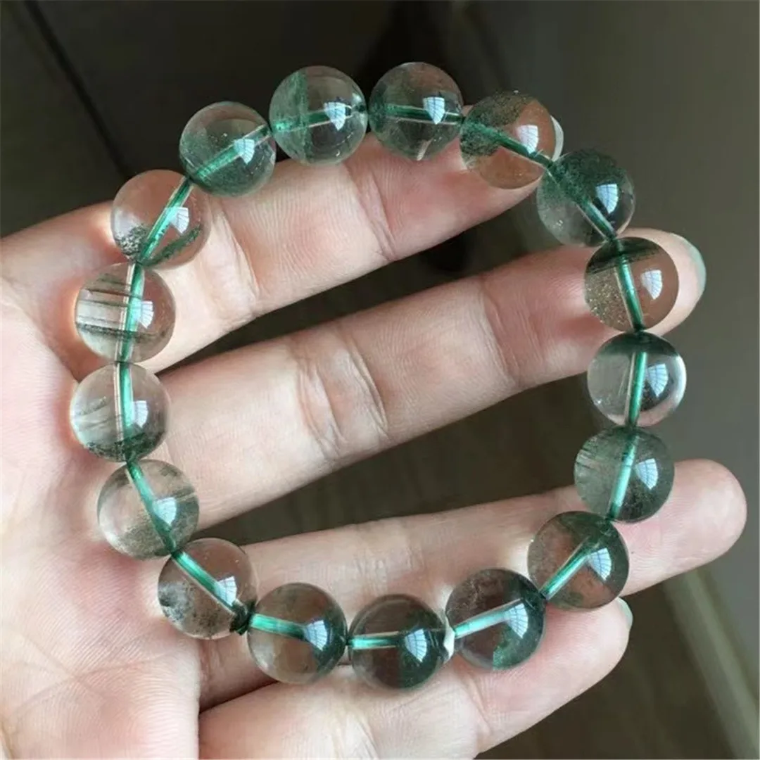 

12mm Natural Green Phantom Quartz Bracelet For Women Men Wealth Gift Round Beads Crystal Reiki Gemstone Strands Jewelry AAAAA