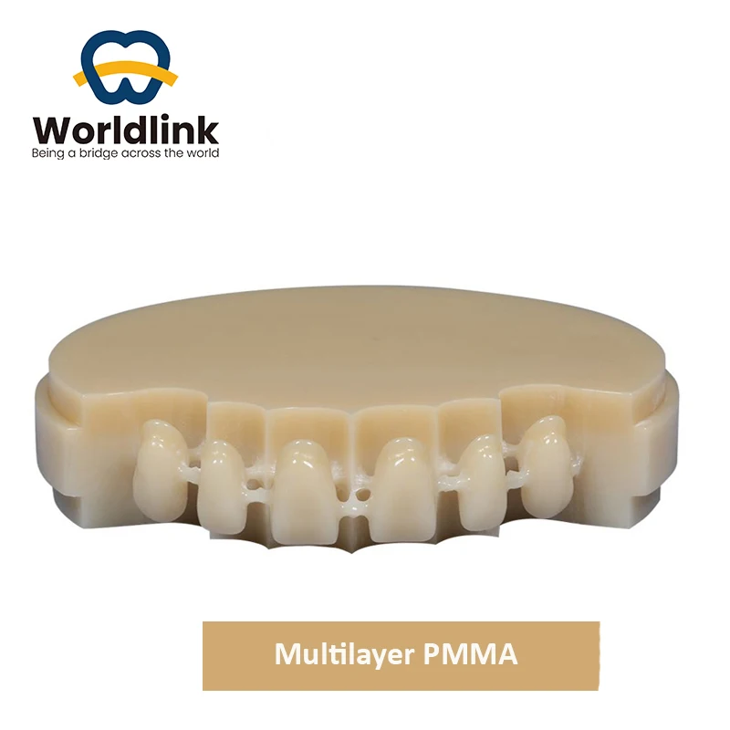 

Многослойный стоматологический блок из ПММА WorldLink для фрезерной системы Cad Cam для стоматологического техника с использованием открытых материалов для стоматологических инструментов