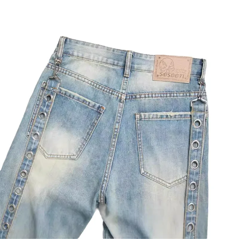 Джинсовые шорты-карго мужские с карманами Модные Винтажные брюки из потертого