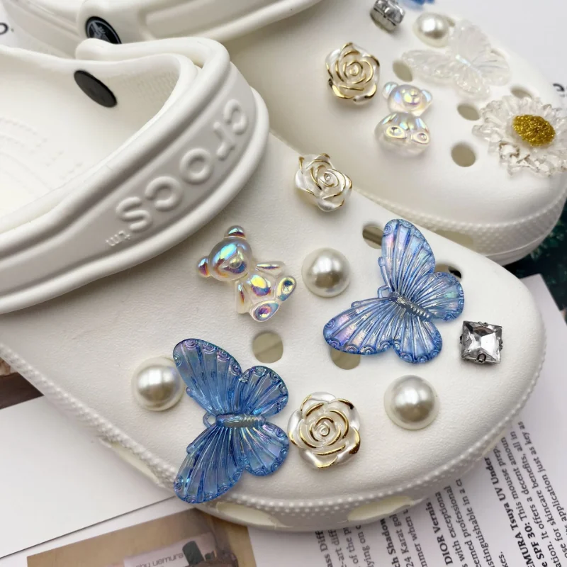 DIY Croc Charms Designer Elegant Flowers Butterfly Clogs Shoe Buckle Luxury Bundle Croc High Quality Kids Women Girls Gifts