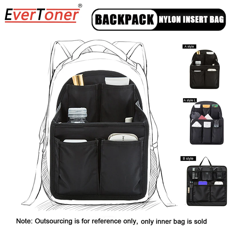 

EverToner Backpack Organizer Insert Storage Bag Outdoor Women Cosmetic Bag Nylon Backpack Liner Travel Insert Portable Organizer