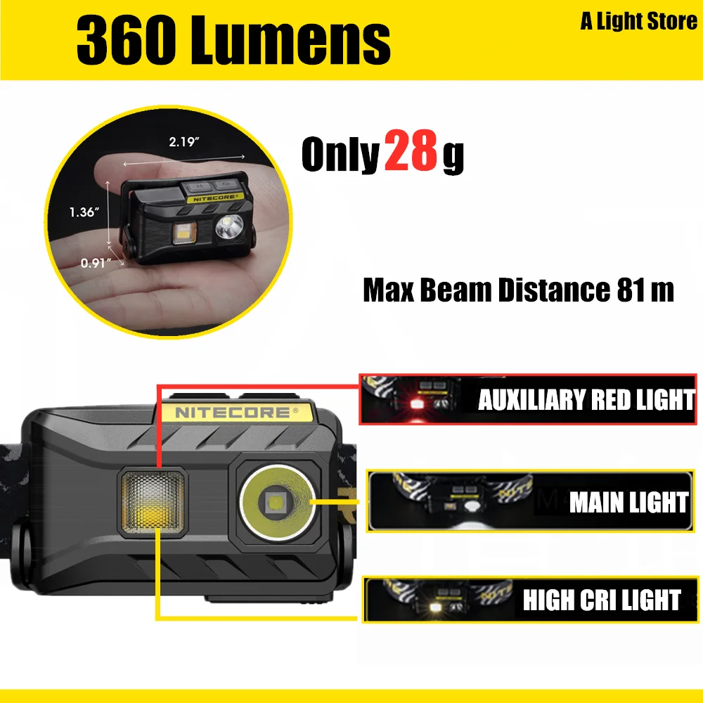 Налобный фонарь NITECORE NU25 360 люмен красный/белый/высокоцветный наружный